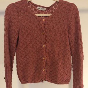 H & M pink sheer knit cardigan